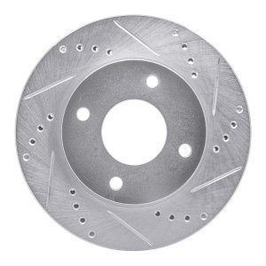 Nissan TIIDA Brake Rotor (1) - Front Right - R1 Concepts - Drilled & Slotted - Silver - `07-`17